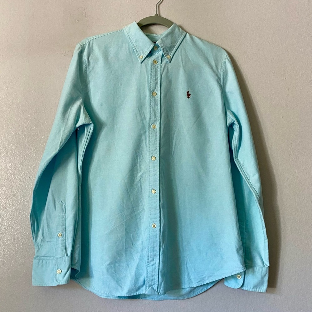 Polo Ralph  Lauren Custom Fit Light Teal Twill  Men’s Shirt size L